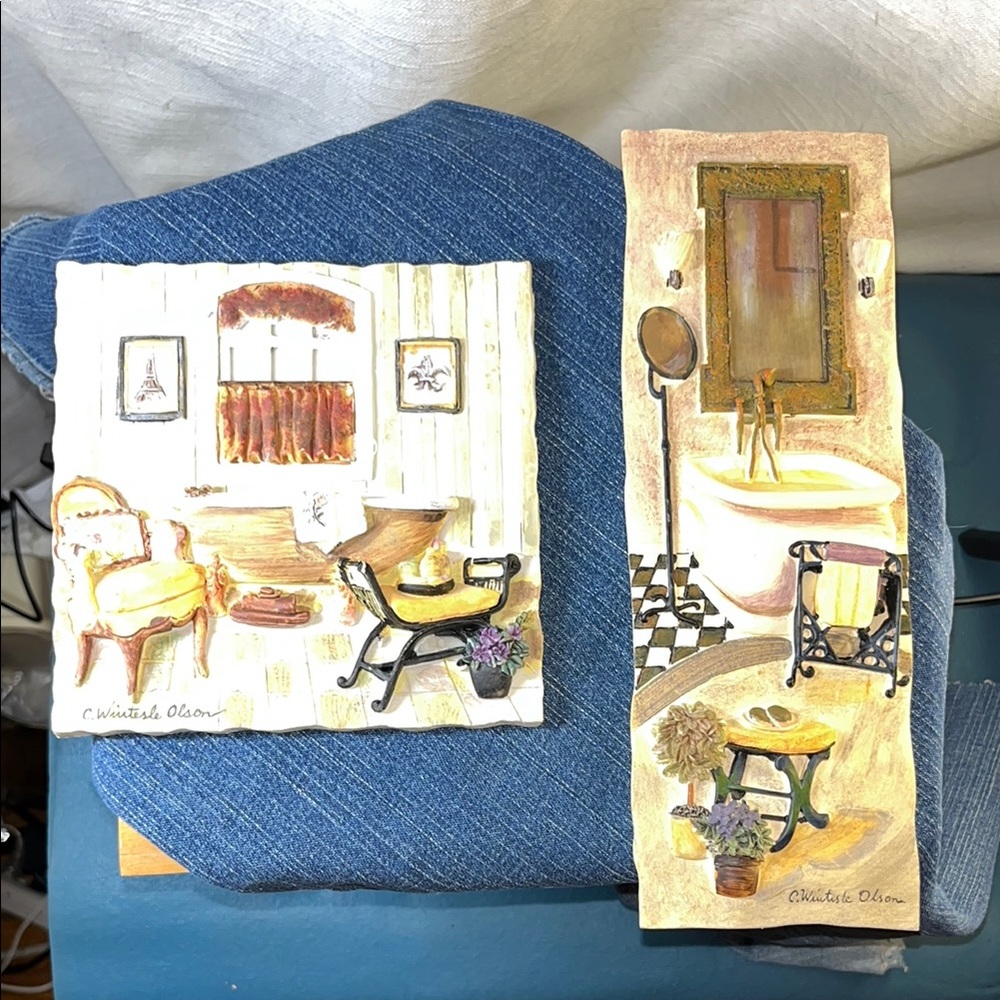 C. Wintesle Olson Wall Art Set‎ with Vintage Bathroom Interiors